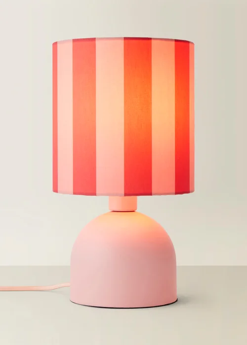 ValueLights Miley Pink Stripes Drum Lamp Shade Pale Pink Table Lamp - One Size Image 3