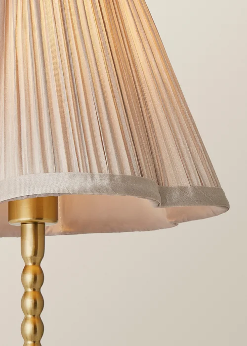 ValueLights Maeve Light Grey Pleated Faux Silk Scallop Shade Bobbin Table Lamp - One Size Image 4
