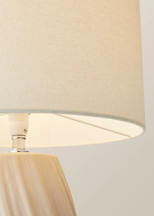 ValueLights Lydia Natural Linen Drum Lamp Shade Tall Swirl Matte Natural Table Lamp - One Size Image 4