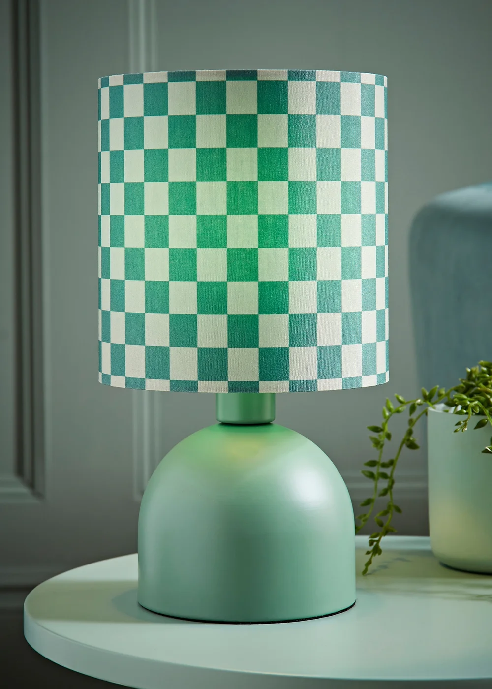 ValueLights Miley Green Checkerboard Drum Lamp Shade Table Lamp - One Size Image 1