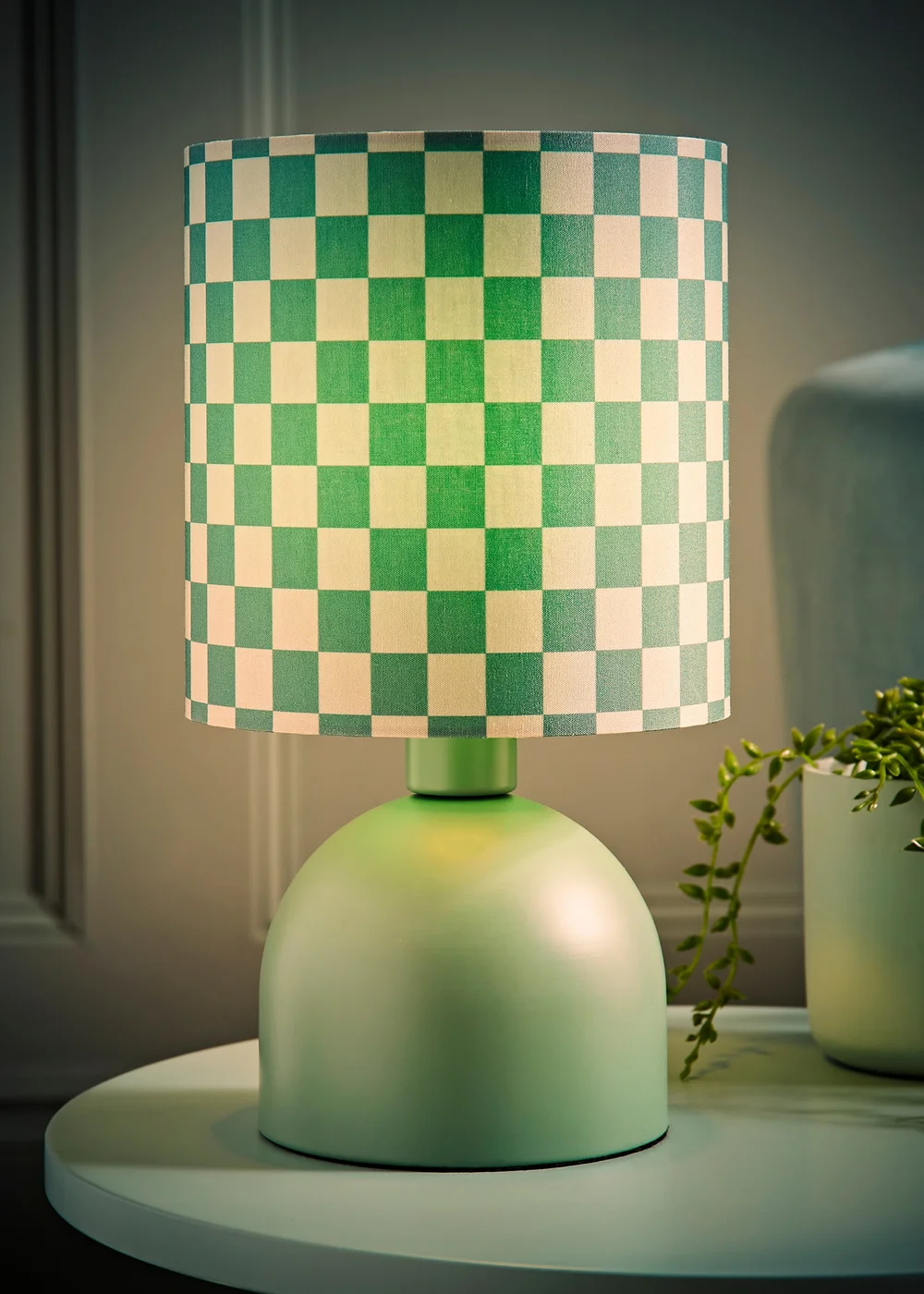 ValueLights Miley Green Checkerboard Drum Lamp Shade Table Lamp - One Size Image 2