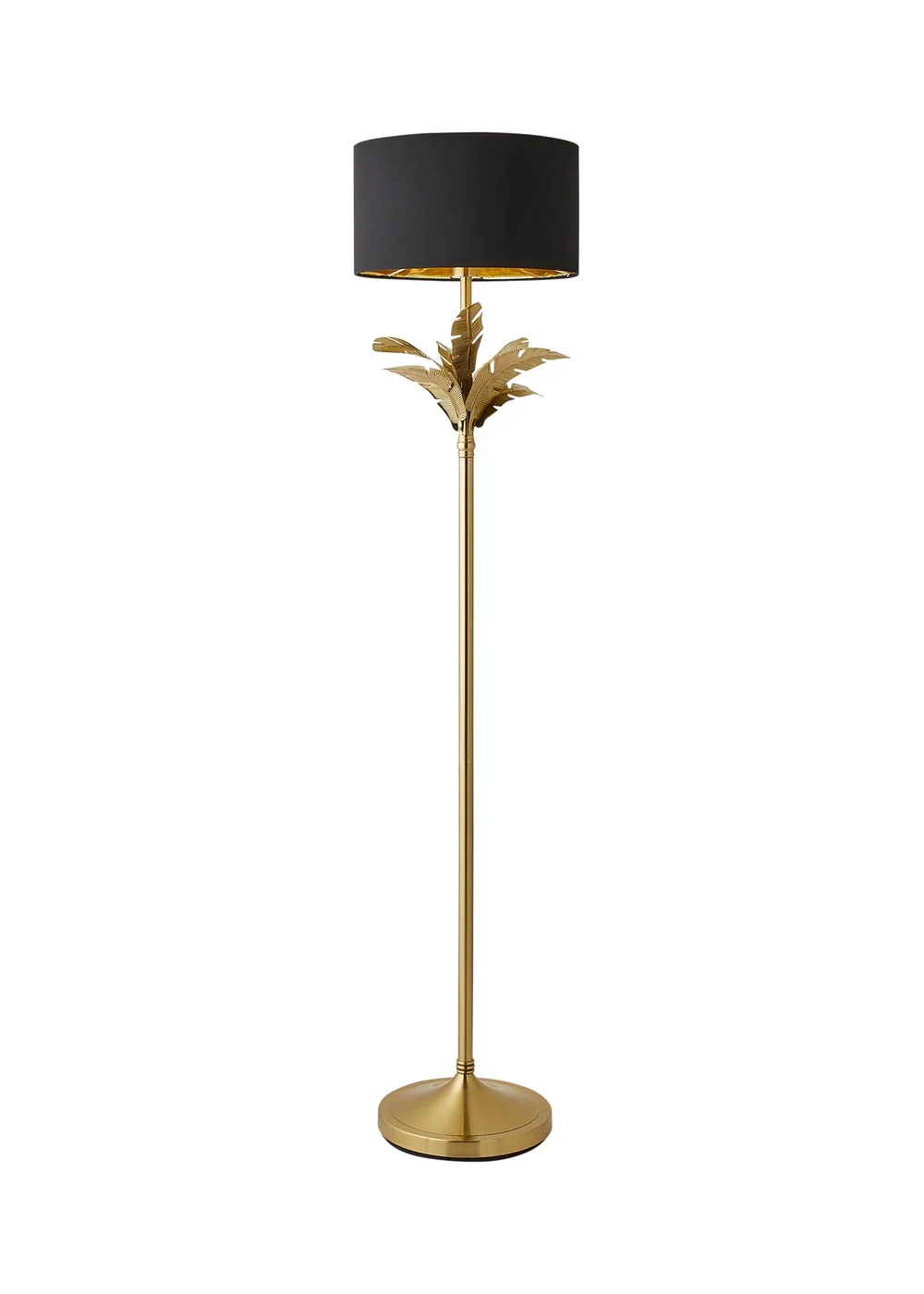 ValueLights Christina Black with Metallic Gold Drum Shade Gold Palm Leaf Floor Lamp - One Size Image 6