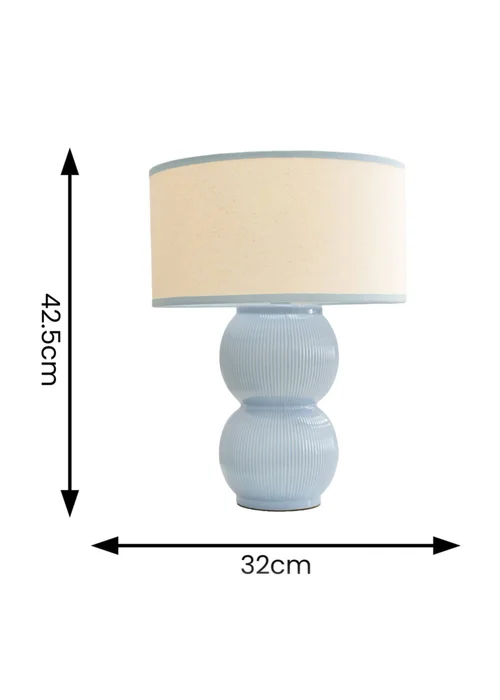 ValueLights Gemma Linen with Trim Drum Lamp Shade Stacked Ribbed Glazed Table Lamp - One Size Image 5