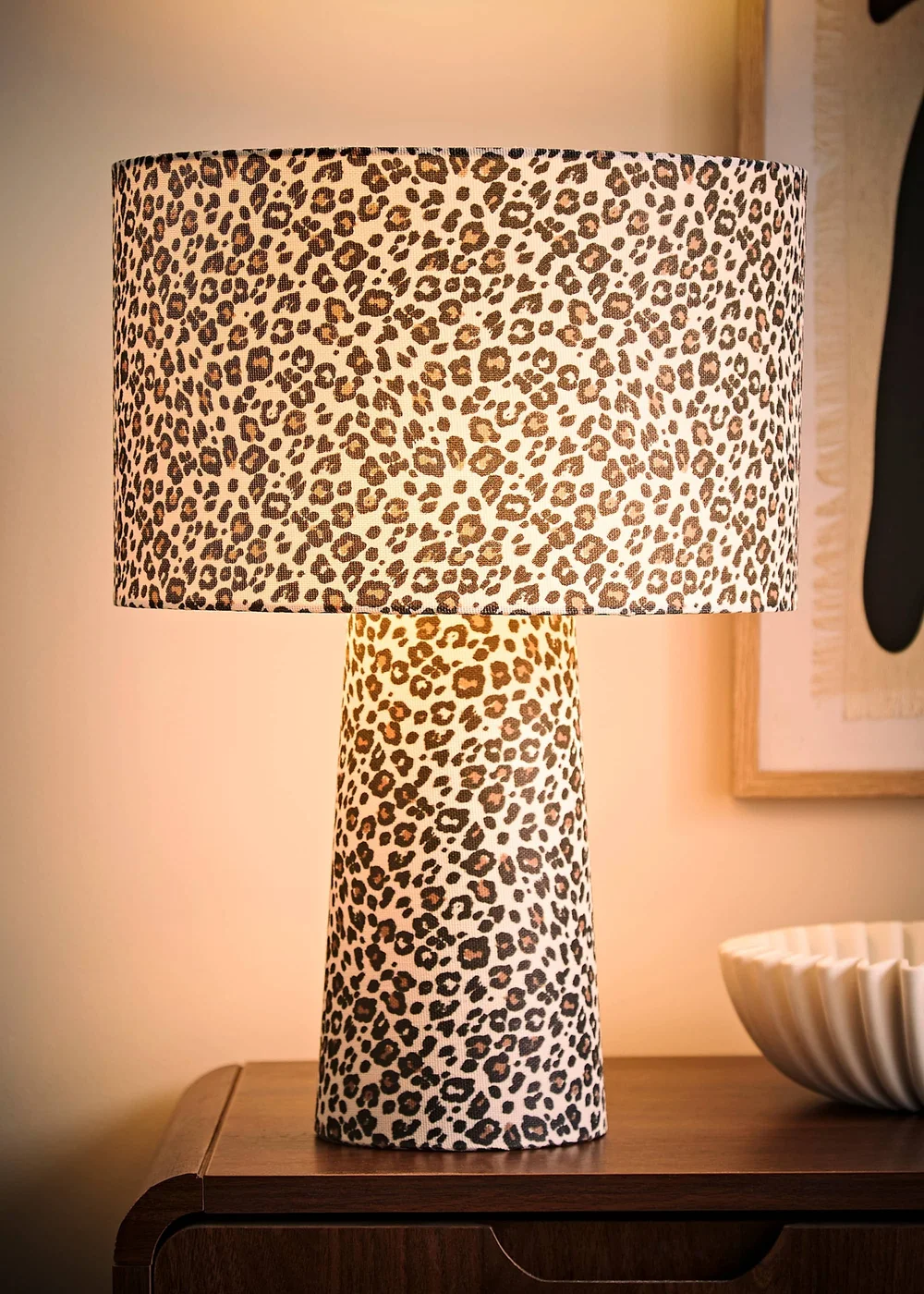 ValueLights Bertie Leopard Print Full Fabric Table Lamp - One Size Image 3