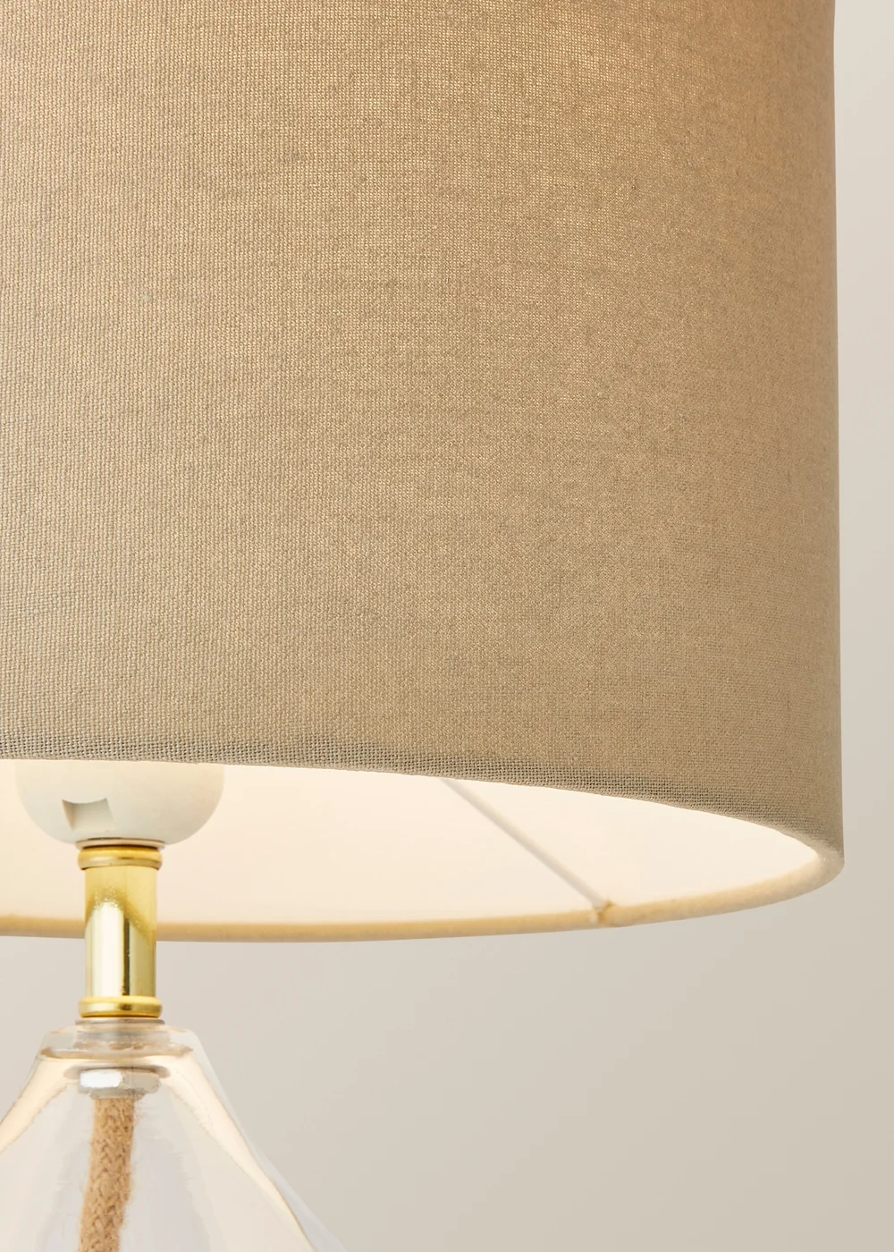 ValueLights Eloise Natural Linen Drum Shade Clear Glass Teardrop Table Lamp - One Size Image 4