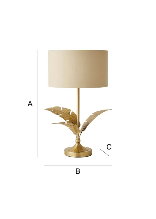 ValueLights Christina Natural with Metallic Gold Drum Shade Gold Palm Leaf Table Lamp - One Size Image 6