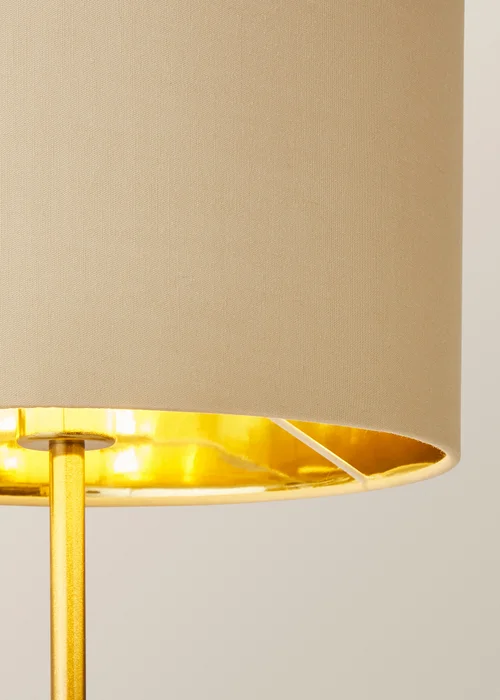 ValueLights Christina Natural with Metallic Gold Drum Shade Gold Palm Leaf Table Lamp - One Size Image 4
