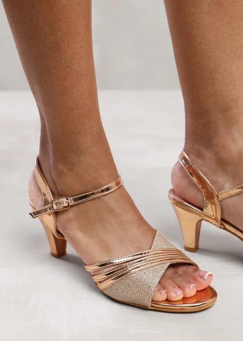 Where's That From Gold Jenelle Buckle Ankle Strap Sandal - 4 Image 1