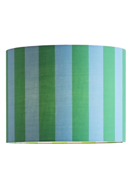 ValueLights Callie Blue & Green Stripe Small Fabric Drum Lamp Shade - One Size Image 4