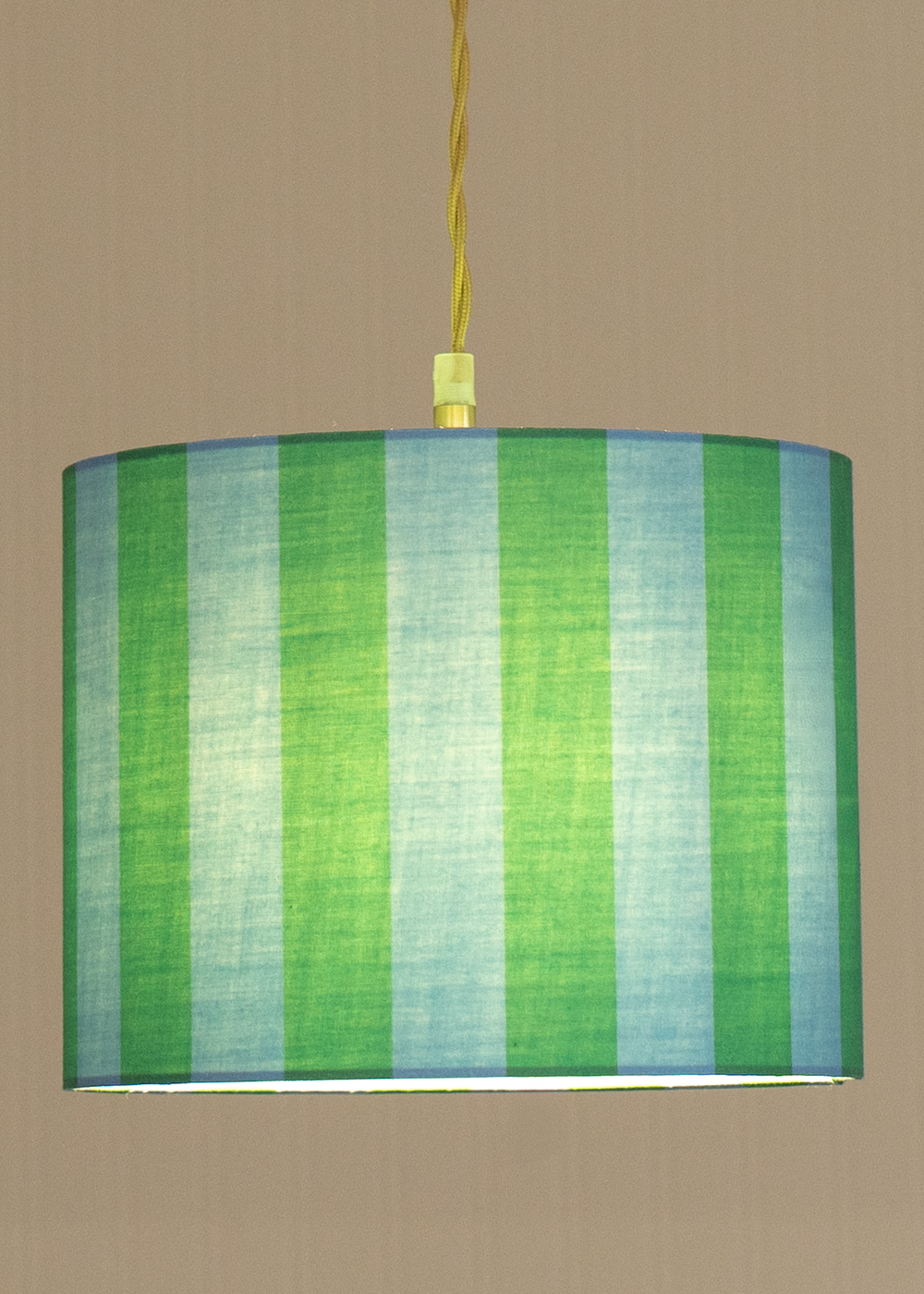 ValueLights Callie Blue & Green Stripe Small Fabric Drum Lamp Shade - One Size Image 2