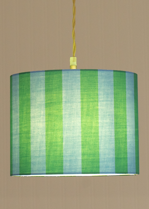ValueLights Callie Blue & Green Stripe Small Fabric Drum Lamp Shade - One Size Image 2