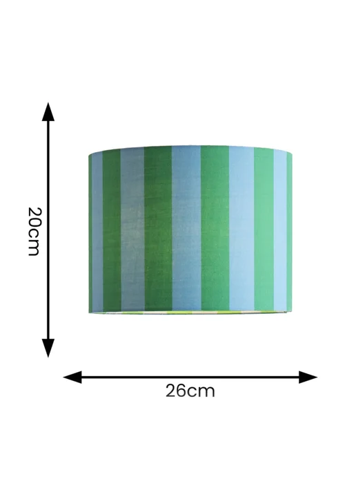 ValueLights Callie Blue & Green Stripe Small Fabric Drum Lamp Shade - One Size Image 5