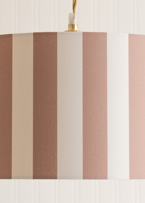 ValueLights Callie Natural & Brown Stripe Small Fabric Drum Lamp Shade - One Size Image 3