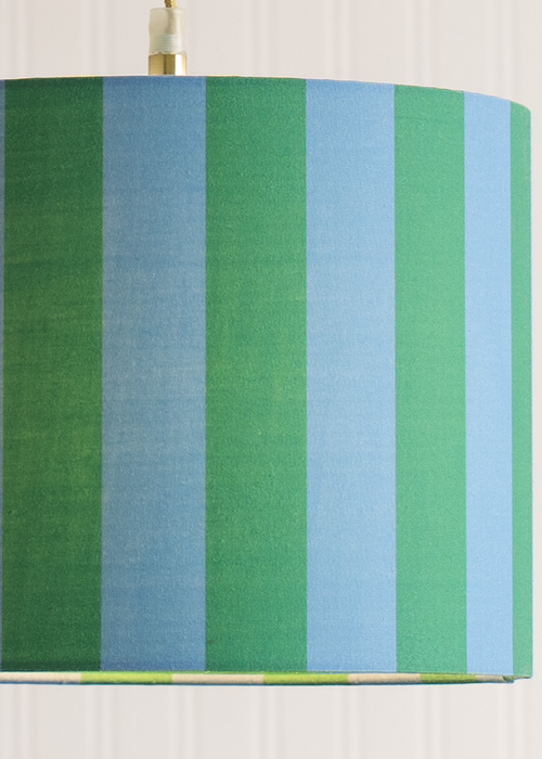 ValueLights Callie Blue & Green Stripe Large Fabric Drum Lamp Shade - One Size Image 3