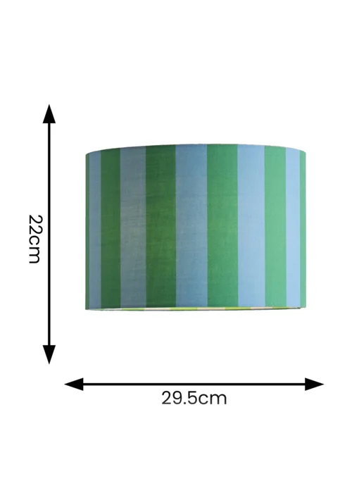 ValueLights Callie Blue & Green Stripe Large Fabric Drum Lamp Shade - One Size Image 5