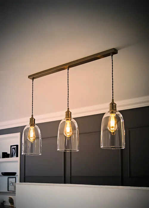 ValueLights Kira Glass Cloche Dome 3 Drop Bar Diner Ceiling Pendant Light - One Size Image 3