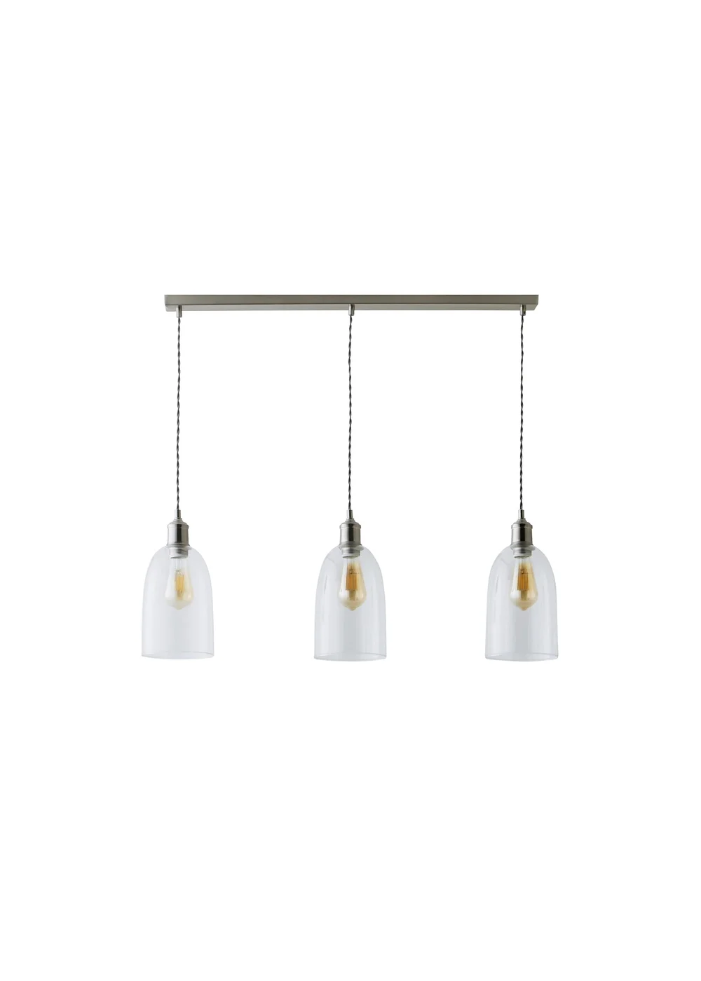 ValueLights Kira Glass Cloche Dome 3 Drop Bar Diner Ceiling Pendant Light - One Size Image 2