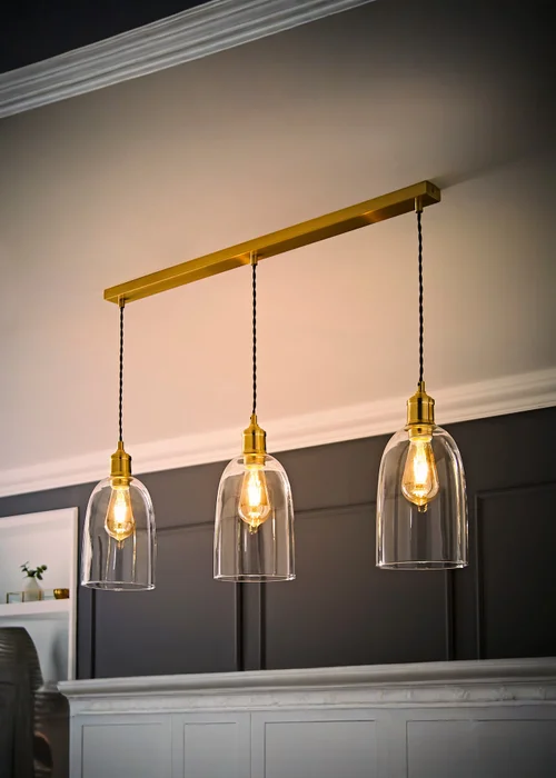 ValueLights Kira Glass Cloche Dome 3 Drop Bar Diner Ceiling Pendant Light - One Size Image 3