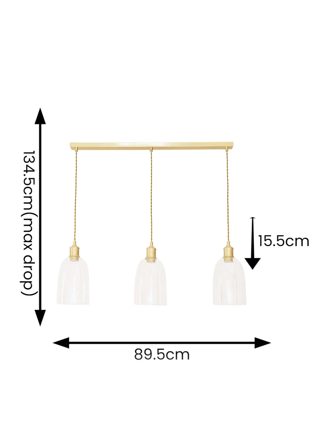 ValueLights Kira Glass Cloche Dome 3 Drop Bar Diner Ceiling Pendant Light - One Size Image 6