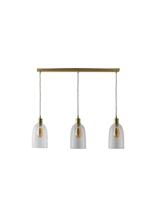 ValueLights Kira Glass Cloche Dome 3 Drop Bar Diner Ceiling Pendant Light - One Size Image 2