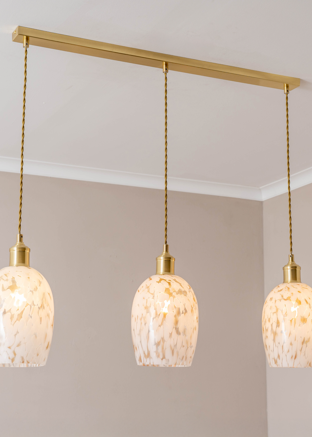 ValueLights India White Confetti Glass Shade 3 Drop Diner Ceiling Pendant Light - One Size Image 5