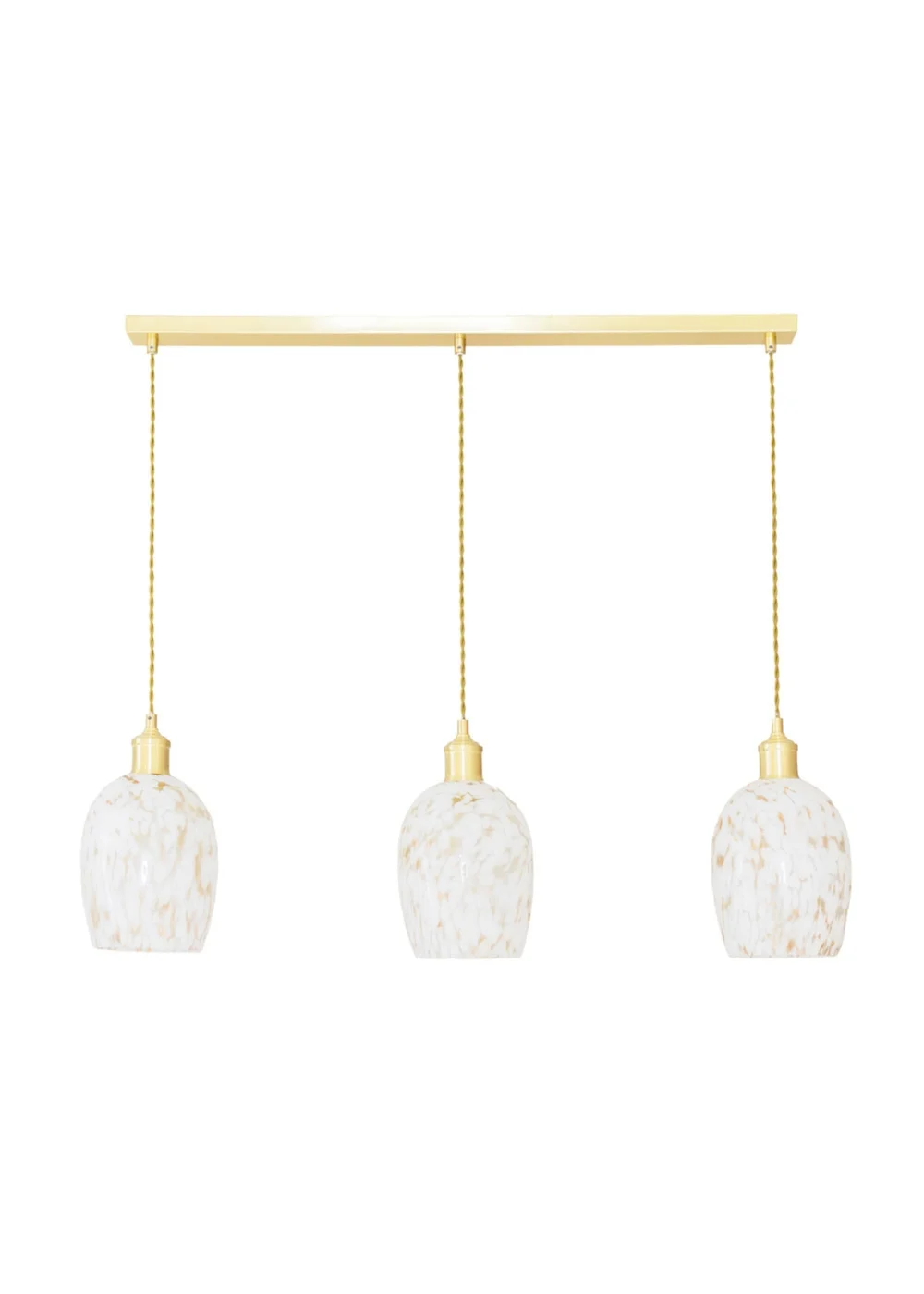 ValueLights India White Confetti Glass Shade 3 Drop Diner Ceiling Pendant Light - One Size Image 2