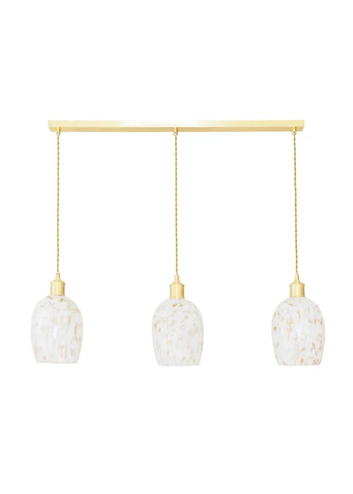 ValueLights India White Confetti Glass Shade 3 Drop Diner Ceiling Pendant Light - One Size Image 2