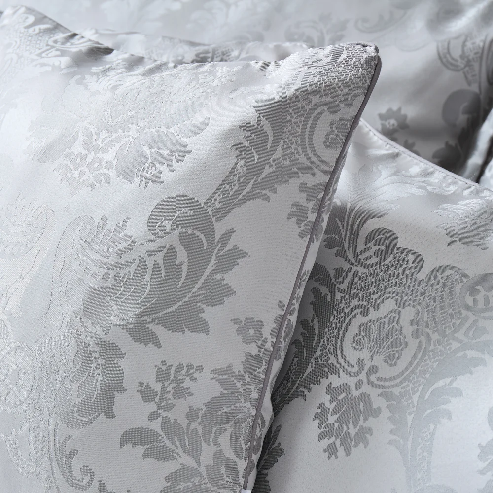Catherine Lansfield Silver Grey Damask Jacquard Cushion - 43W X 43D Image 2
