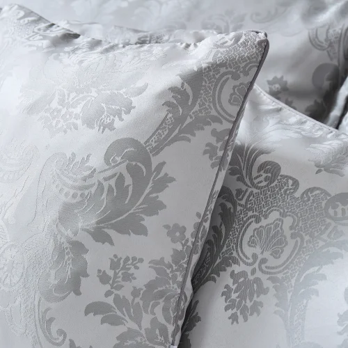 Catherine Lansfield Silver Grey Damask Jacquard Cushion - 43W X 43D Image 2