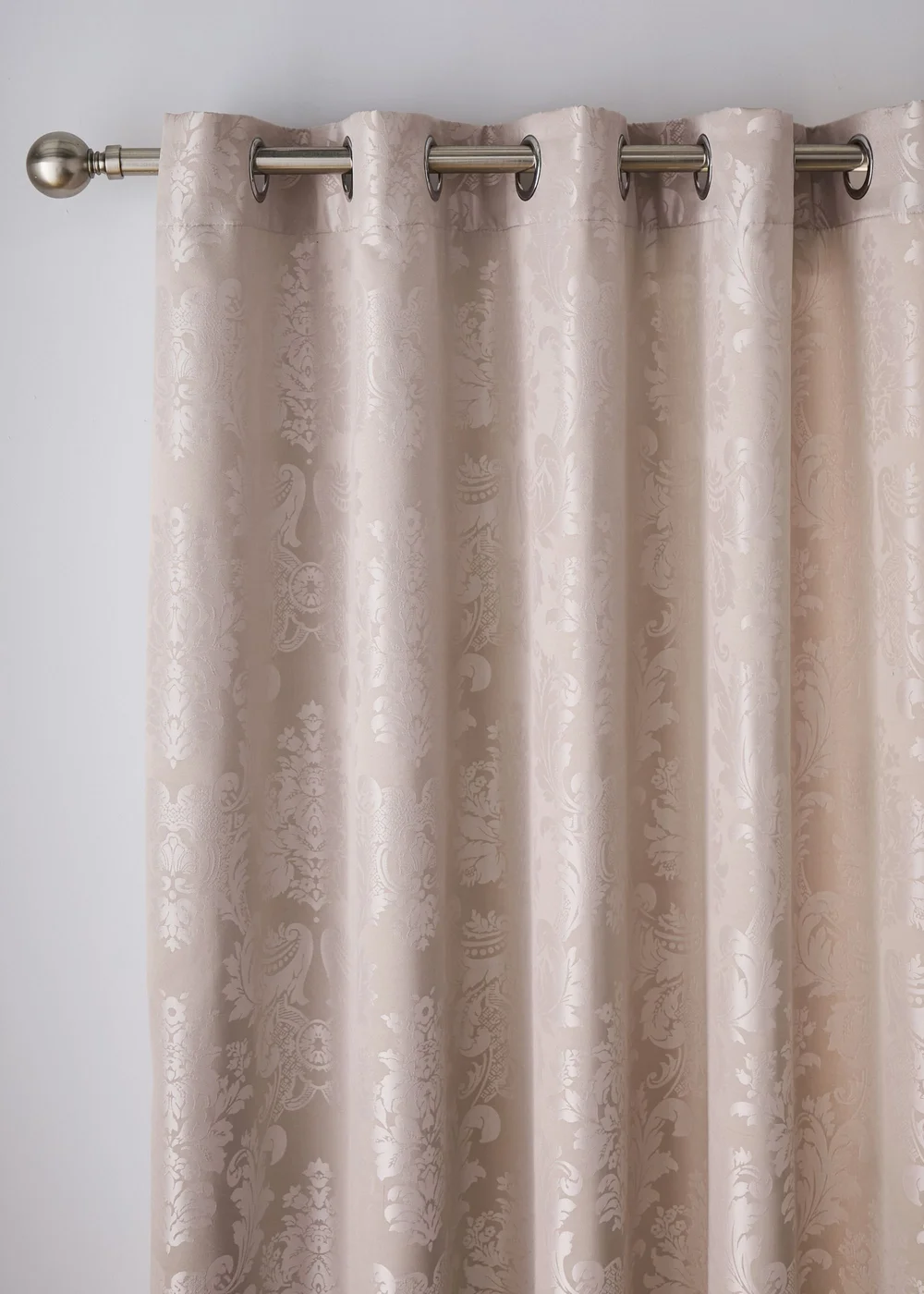 Catherine Lansfield Damask Jacquard Lined Eyelet Curtains Champagne Gold - 66W X 72D (168x183cm) Image 2