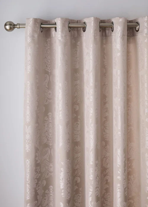 Catherine Lansfield Damask Jacquard Lined Eyelet Curtains Champagne Gold - 66W X 72D (168x183cm) Image 2