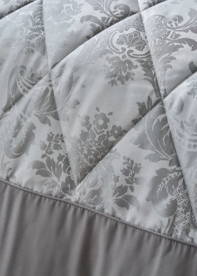 Catherine Lansfield Silver Grey Damask Jacquard Bedspread