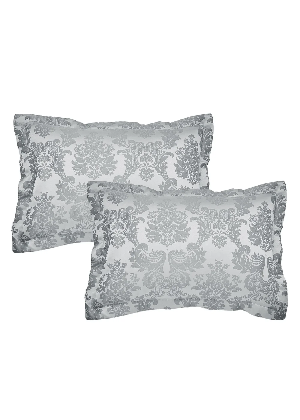 Catherine Lansfield Silver Grey Damask Jacquard Quilted Pillow Sham Pair - 2 Pack Image 3