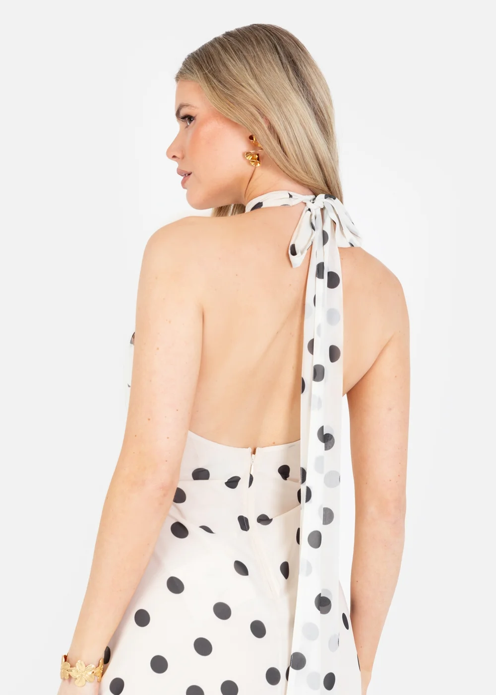 Anaya With Love Cream Polka Dot Halter Neck Maxi Dress - 8 | Matalan Anaya With Love Cream Polka Dot Halter Neck Maxi Dress - 8 | Matalan