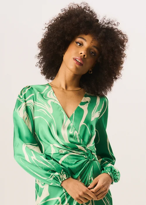 Gini London Green Swirl Print Ring Detail Wrap Midi Dress - Size 10 Gini London Green Swirl Print Ring Detail Wrap Midi Dress - Size 10