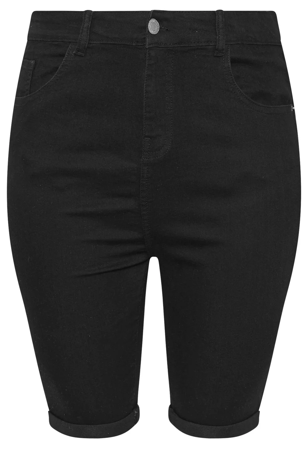 Yours Curve Black Turn Up Denim Shorts - 18 Image 5