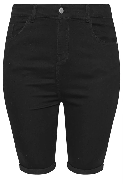 Yours Curve Black Turn Up Denim Shorts - 18 Image 5