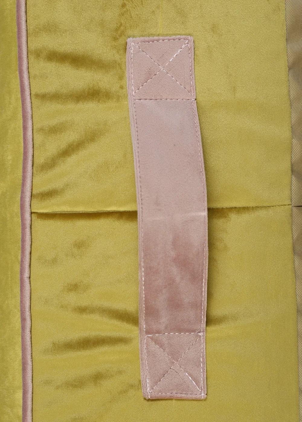 Kaikoo Gold Velvet Stool With Pink Contrast Piping - One Size Image 3