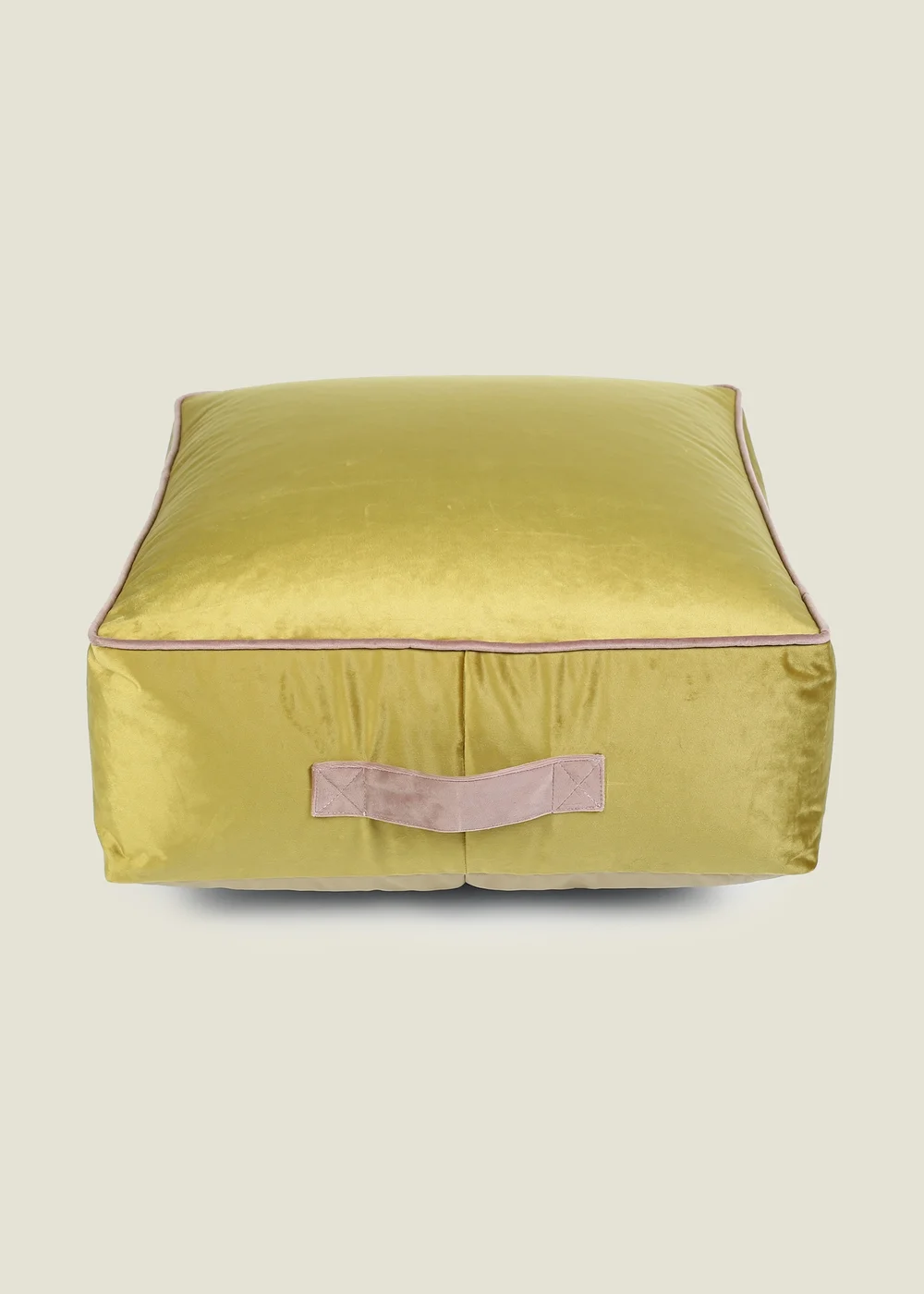 Kaikoo Gold Velvet Stool With Pink Contrast Piping - One Size Image 1