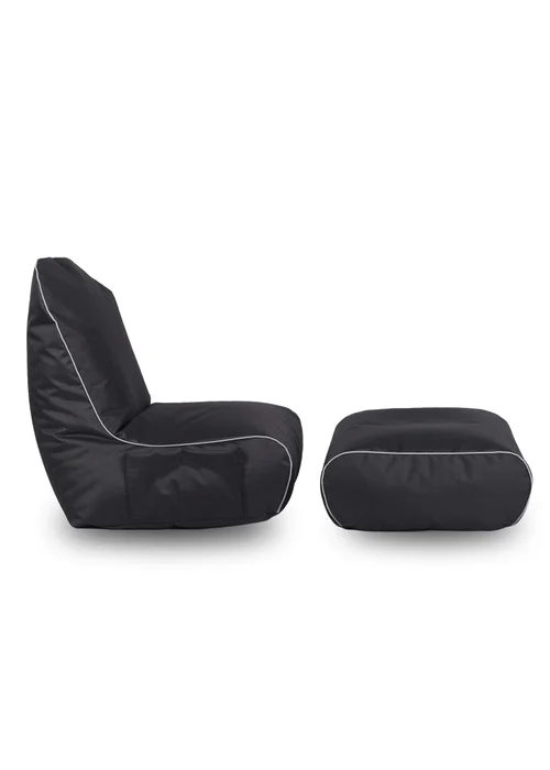 Kaikoo Black Rock Gamer Chair With Stool - One Size Image 2