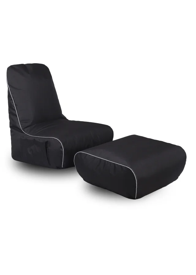 Kaikoo Black Rock Gamer Chair With Stool
