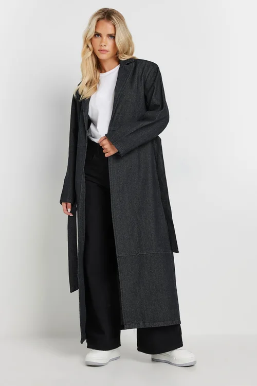 PixieGirl Petite Indigo Blue Denim Belted Trench Coat - 6 Image 3