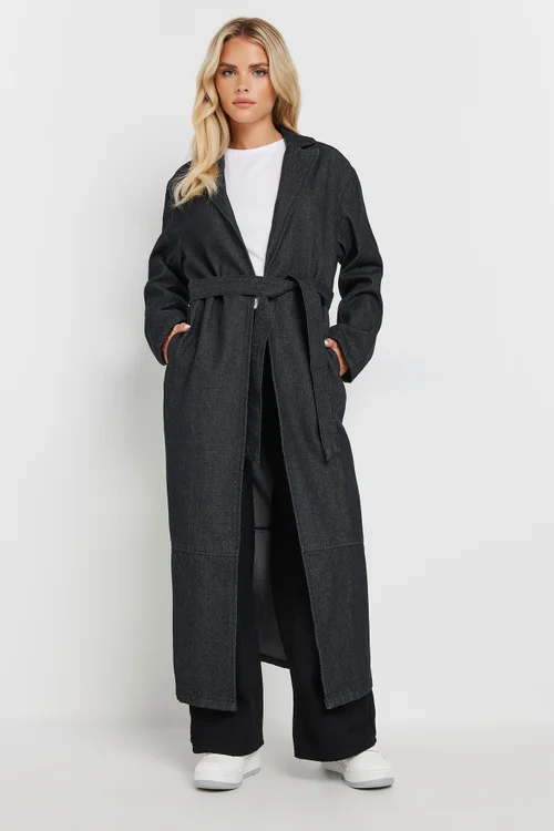 PixieGirl Petite Indigo Blue Denim Belted Trench Coat - 6 Image 2
