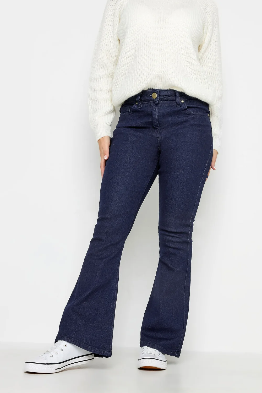 PixieGirl Petite Dark Blue Stretch Flared Jeans - 10/L27 Image 1