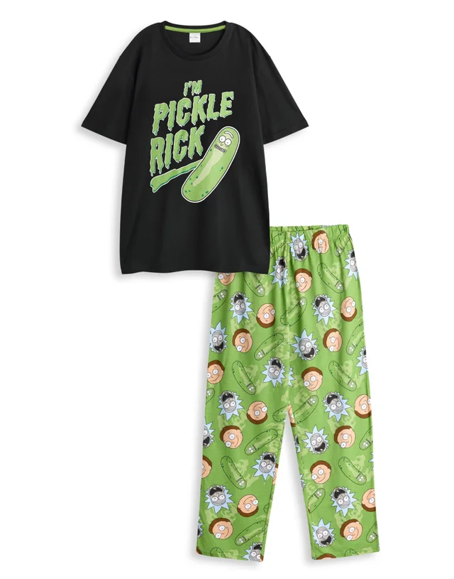 Vanilla Underground Rick & Morty Adults Multi Coloured Pickle Rick Pyjama Set