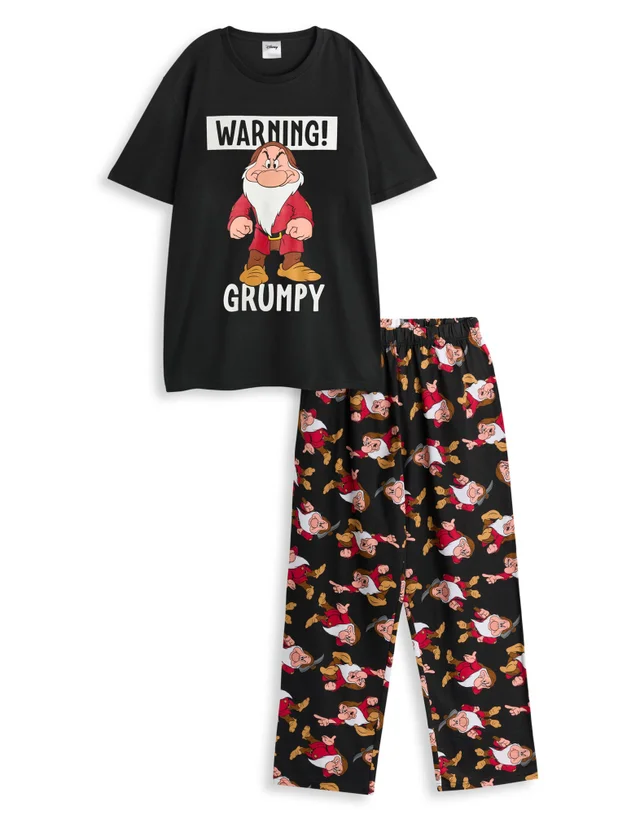 Vanilla Underground Disney Snow White & Seven Dwarfs Adults Black Pyjama Set
