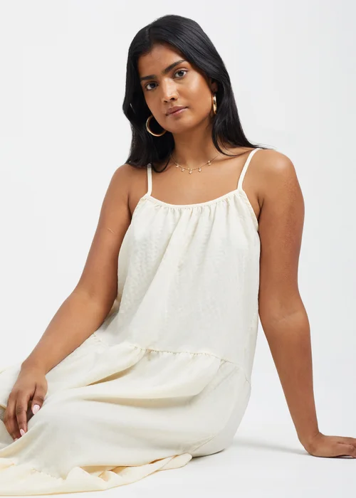 Brave Soul Cream Smock Tiered Midi Dress - XL Image 4