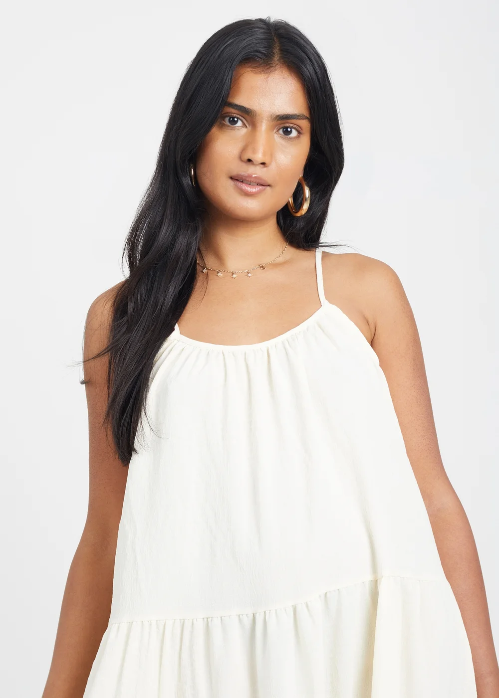 Brave Soul Cream Smock Tiered Midi Dress - XL Image 3