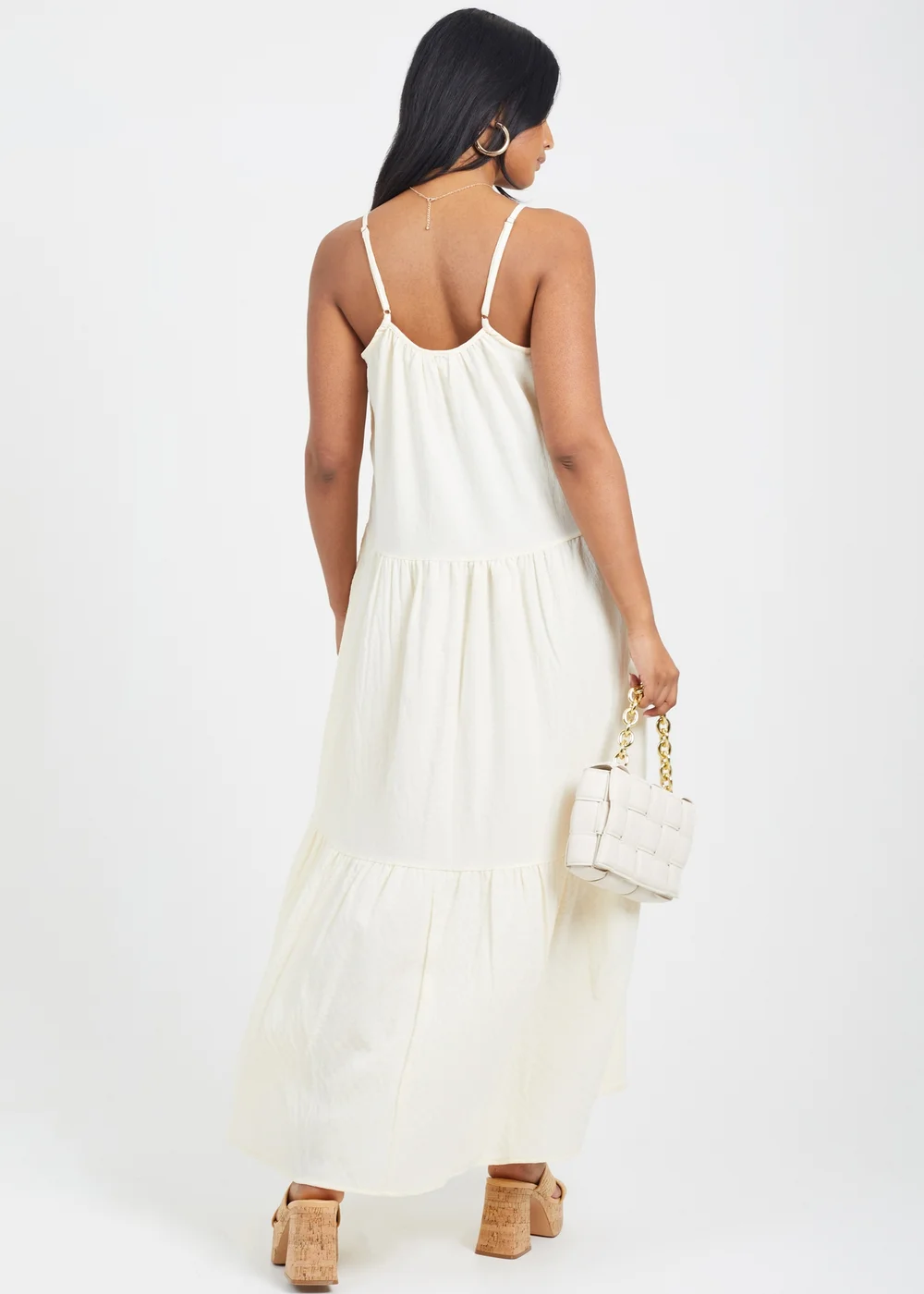 Brave Soul Cream Smock Tiered Midi Dress - XL Image 2