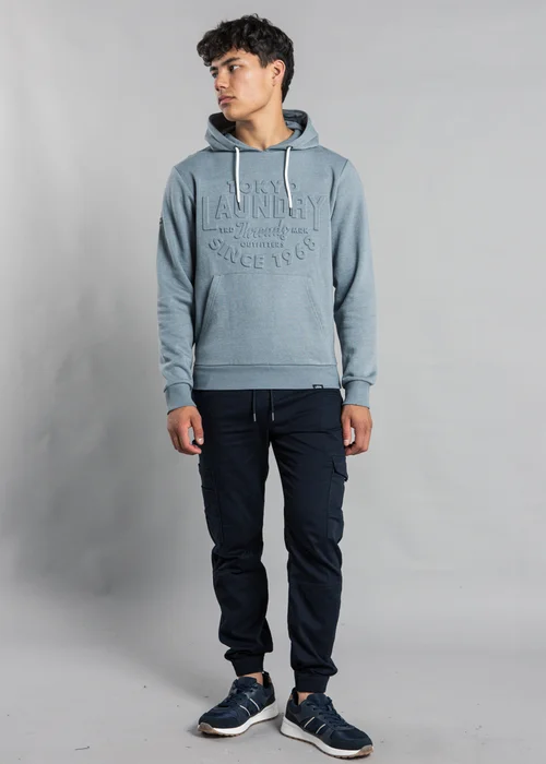 Tokyo Laundry Grey Cotton Blend Embossed Drawstring Hoody - M Image 3